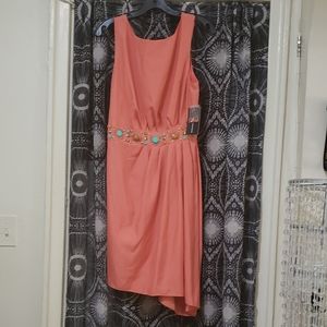 Nick Verreos Salmon Sleeveless dress